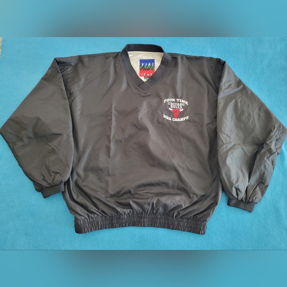 Vintage Fans Gear Chicago Bulls 4 Time NBA Champs Windbreaker Mens Size Large